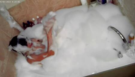 Kirito Cosplayer Enjoying Bubble Bath