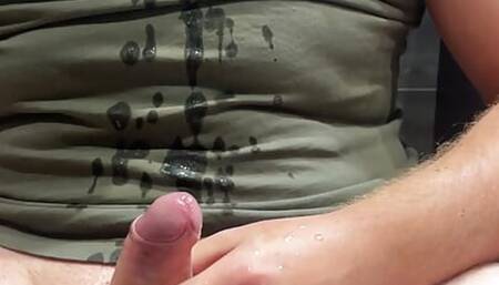 Massive messy cumshot over myself!