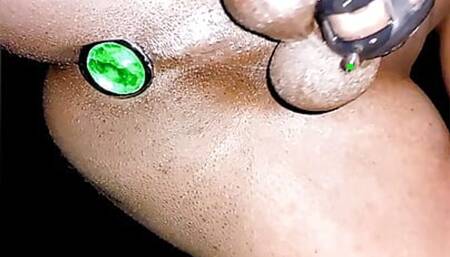 Caged tiny clitty sissy shemale pissing outdoor and walking while pissing