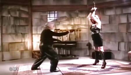 Old experienced grandpa ties up a hot blonde.