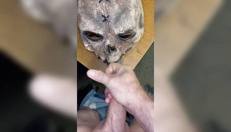 Scary mask cum on face