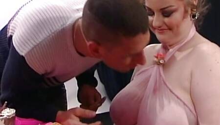 Food porn going wild with nasty BBW German bitch