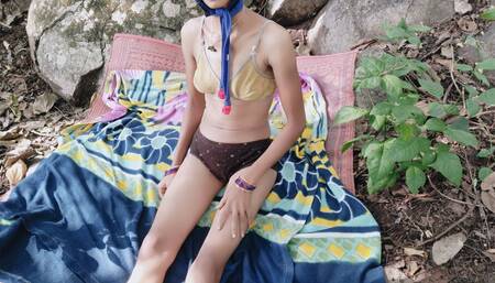 A girl oliva range was blowjob and fucking hard with her brother in law in jungle