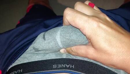 Pre Cum Stains on Gray Hanes Boxer Briefs