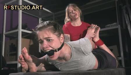 Leya Gets Tickled by Olivia - Hogtied, Ballgagged, and Electric Play on Her Soles (FULL HD MP4)