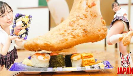 Sock Food Crush: Yui Nonami Dirties the White Knee High Socks of Her Uniform- (4K Video)