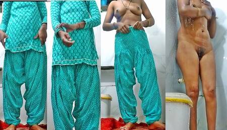 Sexy Young College Girl in Bathroom.