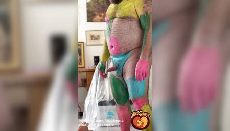 sensual bear Body Painting and jerking off