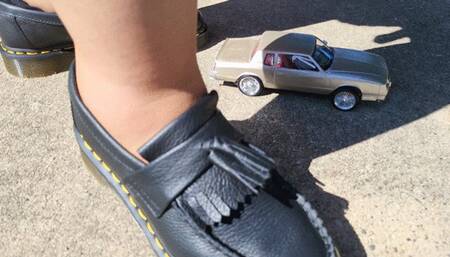 Mistress Destroys Model Chevrolet Monte Carlo I Built in Prison with new Doctor Mertens Leather Loafers