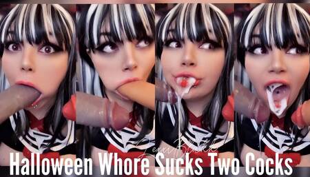 Halloween Whore Sucks 2 Cocks
