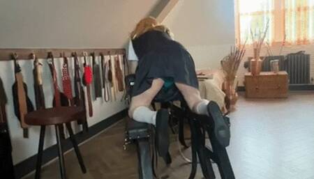 Head Girl delivers a spanking with a hairbrush