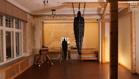 Leather Sack Suspension Bondage with Heavy and Elise Graves