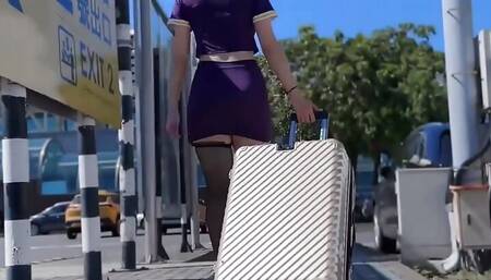 Man Lost in the Airport Stewardess to Help Lead the Way, I Did Not Expect the Stewardess Is Actually Lewd Slut