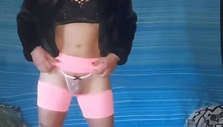 Saturday Night Playing in My Pink Lingerie and Fur Coat