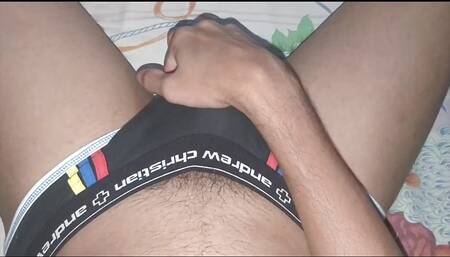 Skinny Gay Boy Jerking off His Brown Dick