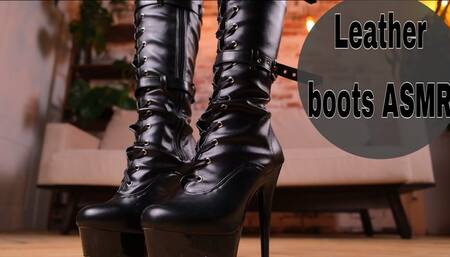 Leather boots teasing
