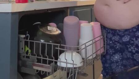 Watch my HUGE belly get in the way while I load the dishwasher