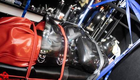 Estim in extreme heavy rubber bondage Superb Fetish Video