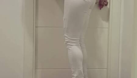 trampling red high heels