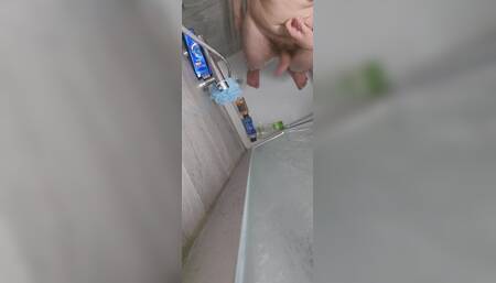 Fat Boy Jerking off in Shower