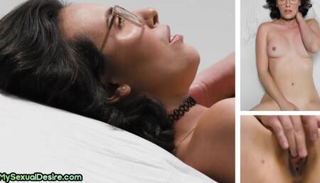 Casting solo nerdy babe masturbates her pussy until orgasm