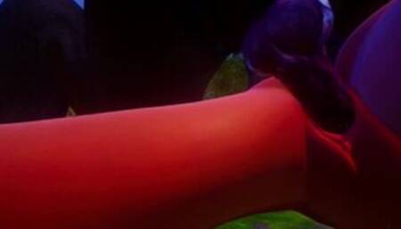 Slim Asian and Furry werewolf blowjob in the forest