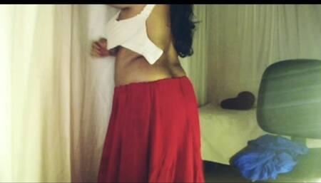 After taking off her clothes I got naked, showed her boobs, had fun, rubbed her pussy and fingered her.