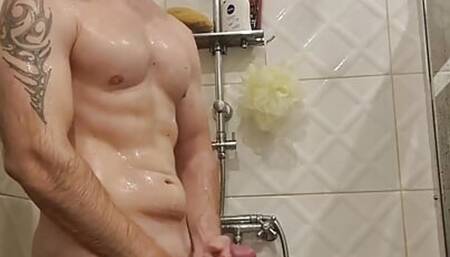Big Boy in Shower Masturbating