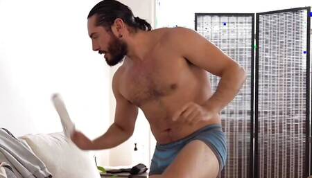 Hung guy gets full service massage.