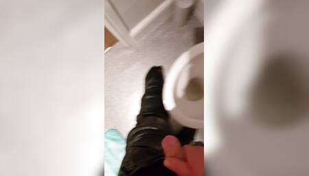 Jizz off on leather biker pants