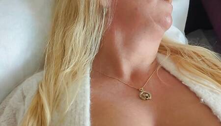 Petite Blonde Amateur MILF Huge Breasts Sensual Solo Vibrator Play to Climax