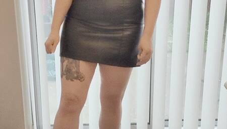 Giantess Lou crushes a Chevrolet Impala in big black chucky heels full body view