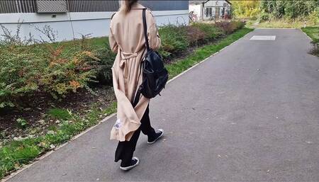 Almost Caught!? Sloppy Blowjob Outside for the First Time