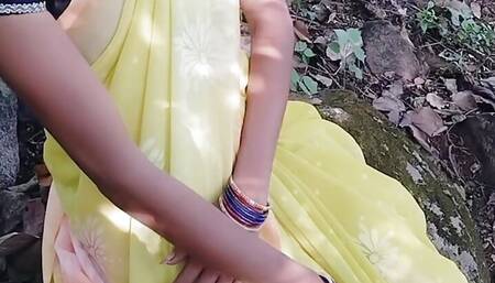 A girl talking dirty words for fucking with her stranger in jungle, A desi aunty dirty talking about sex in jungle with her love