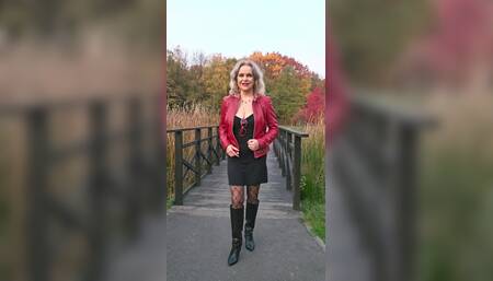 Red Leather Jacket & Black Leather Boots