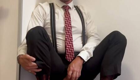 men watergames in suit and tie and sheer socks