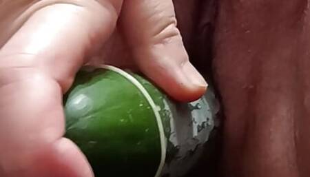 Masturbation alone with a cucumber