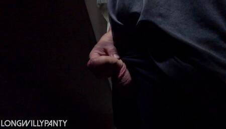 Straight guy walks around the work stairs with his cock out.