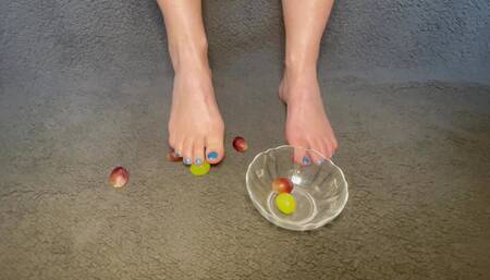 Toe play with grapes