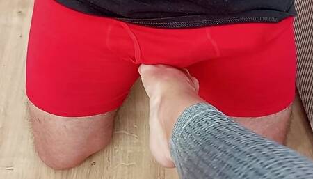 Barefoot precum ballbusting! Hard kicking balls Mistress Redix Preview