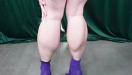 Muscular Calves Flex in Purple Socks MP4 1080