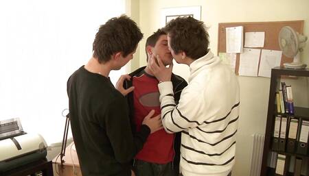 Hot guys with hard cock anally fuck in the office