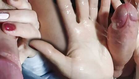 Sucking Cock, Licking Balls, Spitting on Cock, Jerking Cock with Spitting - Female POV Blowjob