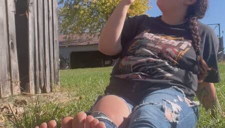 Smoking & Feet outdoors