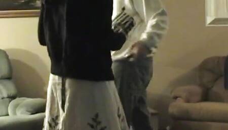 Dirty teen doggystyled by mature cock