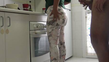 My sexy British stepmother almost caught me jerking off my huge cock