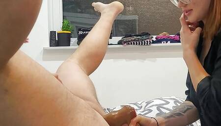 First time in Pegging? She Fucks You in an Intimate Way by big white dildo