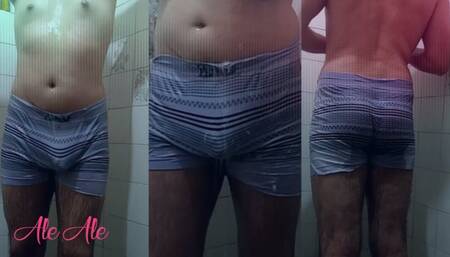 Ale Ale SFW Shower. White Underwear. Vertical Video