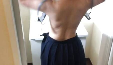 Short cut dark hair and sex with her. Her slight tits give me an even bigger erection.