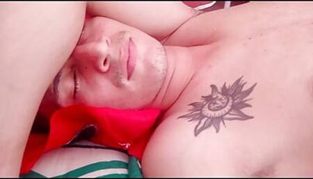 Cock is blown up at straw